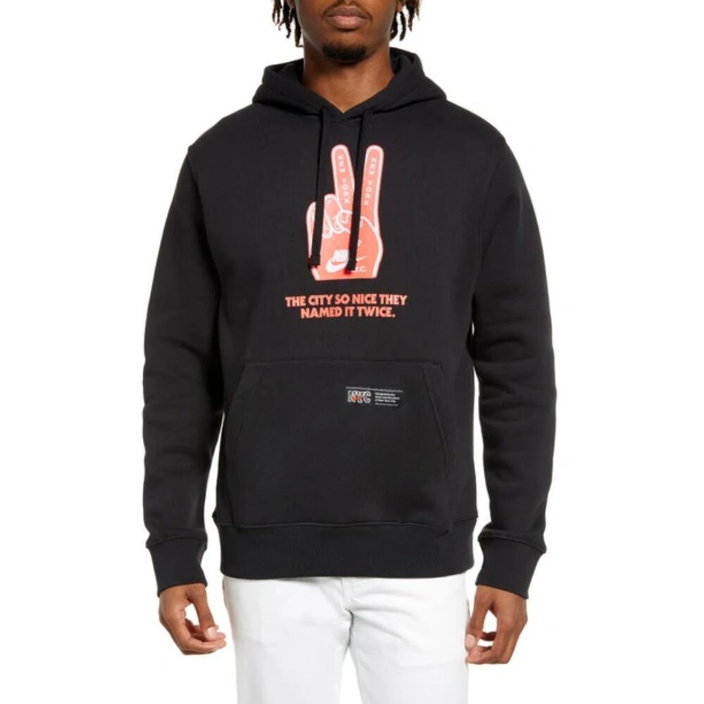 Nike Men's NYC New York City Club Twice Graphic Black Hoodie DQ3481-010 Large